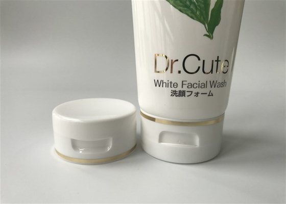 Green Tea Facial Wash Small Lotion Bottle Glossy With Flip Top Hotstamping Silver Edge 150g
