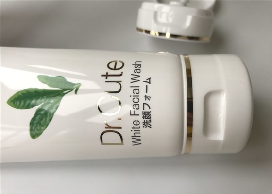 Green Tea Facial Wash Small Lotion Bottle Glossy With Flip Top Hotstamping Silver Edge 150g