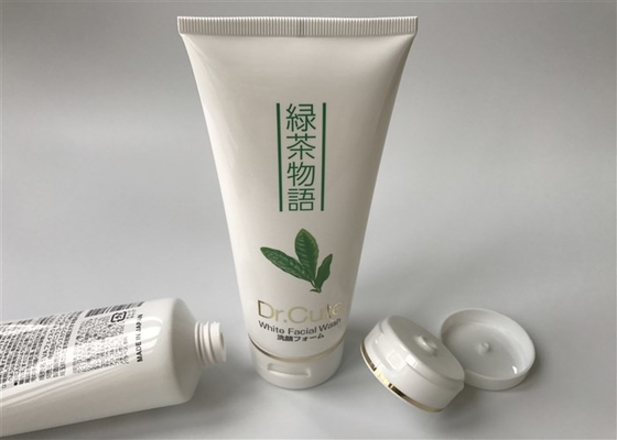 Green Tea Facial Wash Small Lotion Bottle Glossy With Flip Top Hotstamping Silver Edge 150g