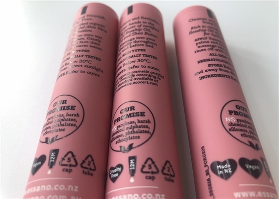 Pink Color Silk Screen 20ml Hand Cream Tube Packaging And Hot Stamping Golden Tail 22-99 mm