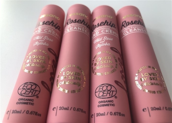 Pink Color Silk Screen 20ml Hand Cream Tube Packaging And Hot Stamping Golden Tail 22-99 mm