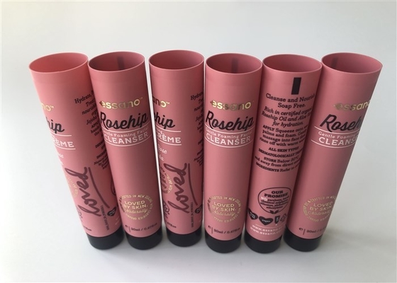 Pink Color Silk Screen 20ml Hand Cream Tube Packaging And Hot Stamping Golden Tail 22-99 mm