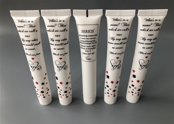 30ml Empty Cosmetic Tubes Long Long Diameter 19mm White Pearl Silk Screen Poker