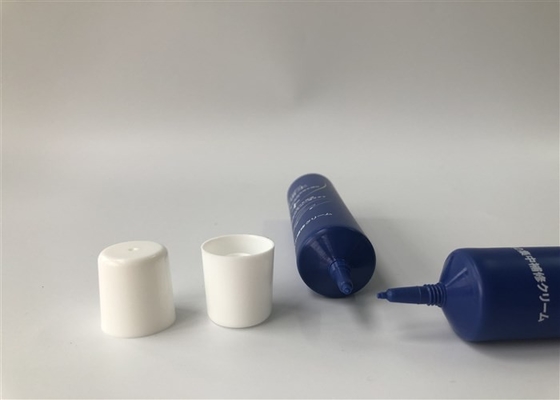 Dark Blue Needle Nose Cosmetic Tueb Packaging With White Flat Screw On Cap