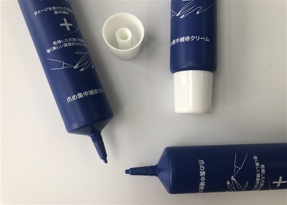 Dark Blue Needle Nose Cosmetic Tueb Packaging With White Flat Screw On Cap