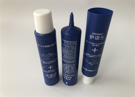 Dark Blue Needle Nose Cosmetic Tueb Packaging With White Flat Screw On Cap