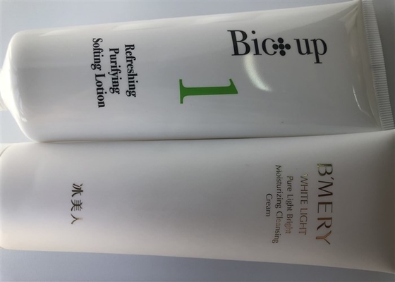 40mm Milk White Plastic Lotion Tubes 100g Hot Stamping Silver With Disc Top Cap