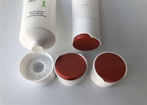 40mm Milk White Plastic Lotion Tubes 100g Hot Stamping Silver With Disc Top Cap