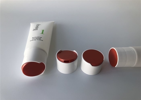 40mm Milk White Plastic Lotion Tubes 100g Hot Stamping Silver With Disc Top Cap