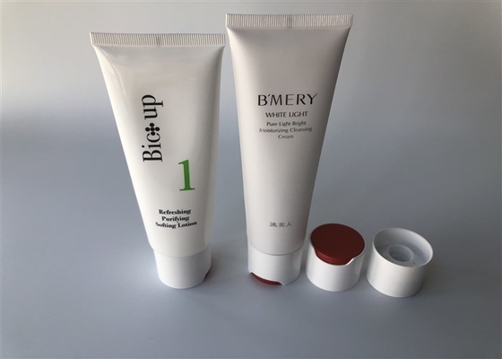 40mm Milk White Plastic Lotion Tubes 100g Hot Stamping Silver With Disc Top Cap