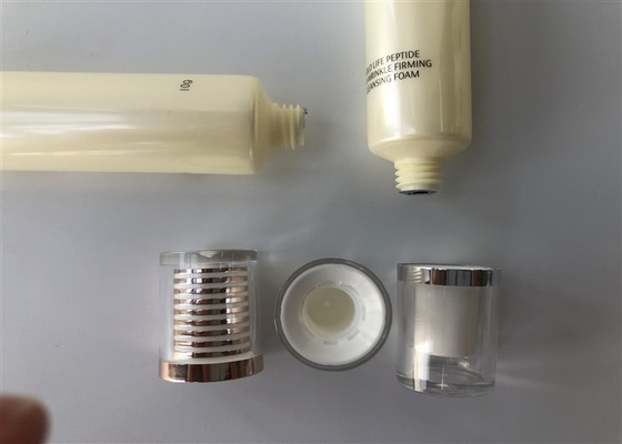 Light Yellow Pearl Plastic Tube Packing With Acrylic Cover Cap 10ml Tail Open