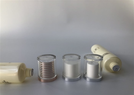 Light Yellow Pearl Plastic Tube Packing With Acrylic Cover Cap 10ml Tail Open