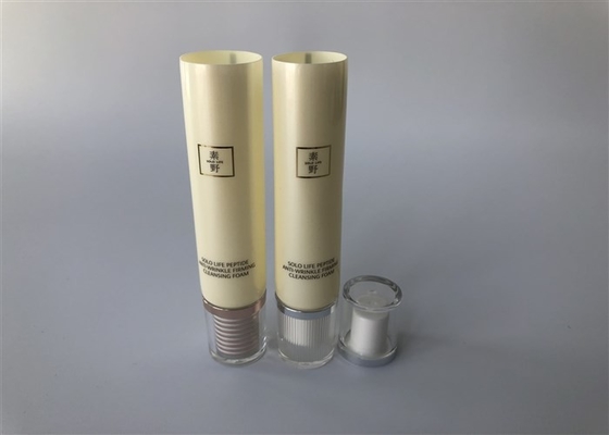Light Yellow Pearl Plastic Tube Packing With Acrylic Cover Cap 10ml Tail Open