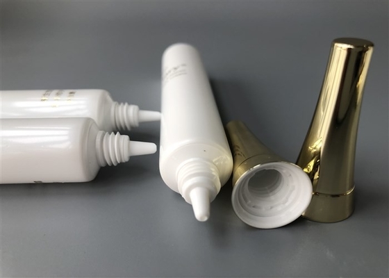 Pearl White Plastic Tube , Golden Hot Stamping Gloss Coating Plastic Lotion Tubes SK-II Cap
