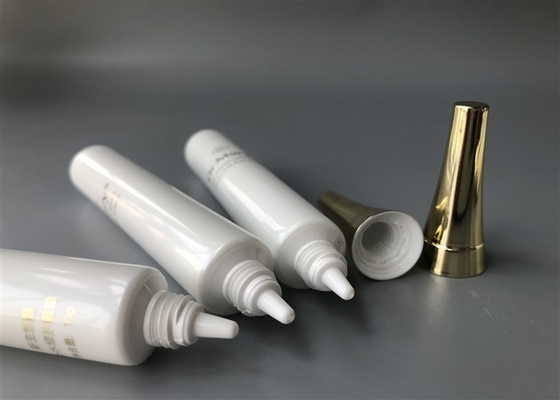 Pearl White Plastic Tube , Golden Hot Stamping Gloss Coating Plastic Lotion Tubes SK-II Cap